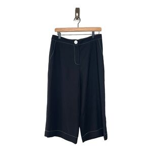 F&F Black White Contrast Stitch Wide Leg Culotte Crop Pants Womens Size 8